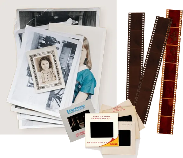 Printed photos ready for scanning